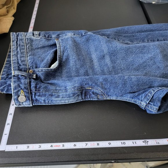 H&M Womens 90s Baggy Denim Blue Jeans Size 12 High Rise Raw Hem Loose Distressed - Picture 7 of 12